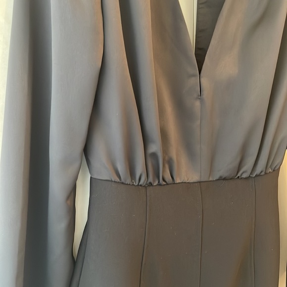 Black Long Sleeve Satin Dress - Picture 2 of 5